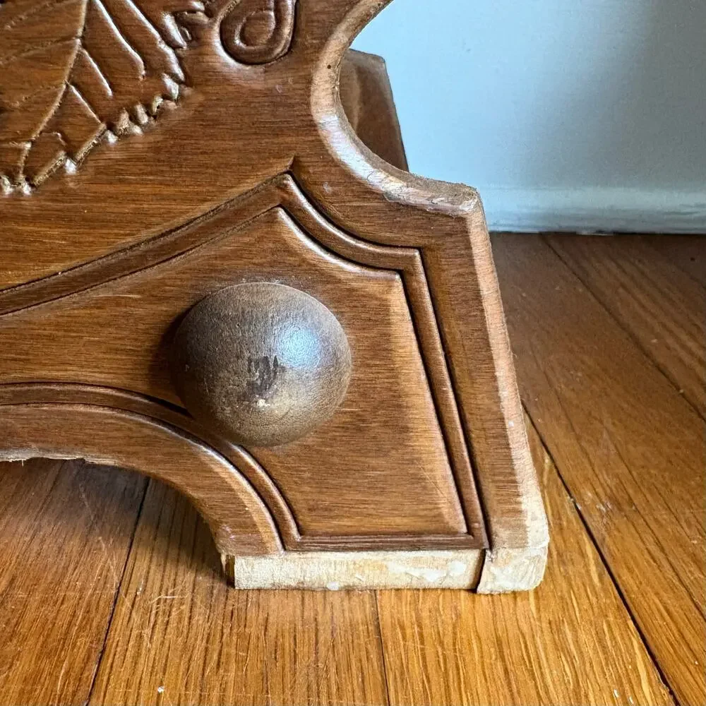 Vintage Carved Wood Wine Bottle Holder, Grape Motif Tabletop Wine Rack